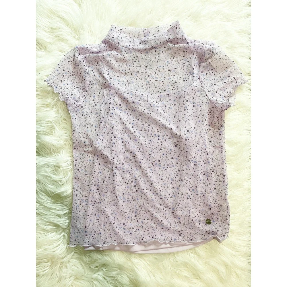 Justice girls floral purple sheer tank lined short sleeve top sz10 NWT